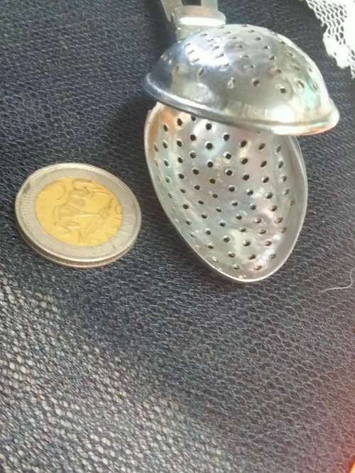 Tea Strainer SPOON Infuser EPNS plate decorative handle Look at my Buy Now listings No Waiting