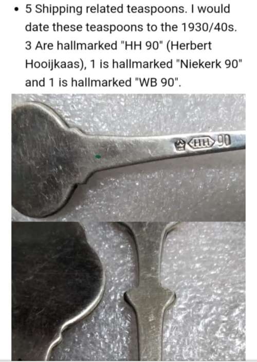 5 Spoons DUTCH HOOIJKAAS 3x HH90+1 Niekerk 90+I WB 90 ships Plated 70gr of this +-37grams is Silver