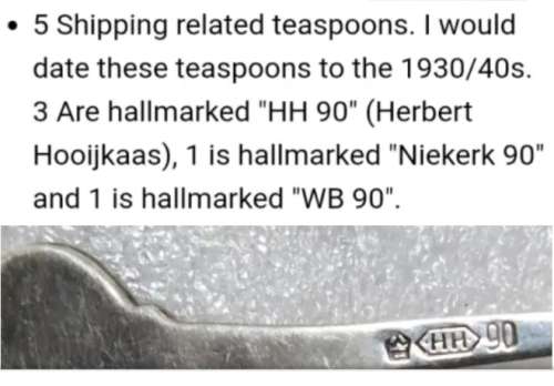 5 Spoons DUTCH HOOIJKAAS 3x HH90+1 Niekerk 90+I WB 90 ships Plated 70gr of this +-37grams is Silver