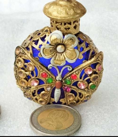 PERFUME bottle - Czechoslovakia  Rhinestone crystals  Hand made Exceptional