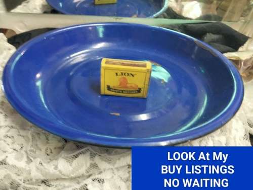 Vintages ENAMEL Dish cobolt blue has some depth Look at my Buy Now listings No Waiting