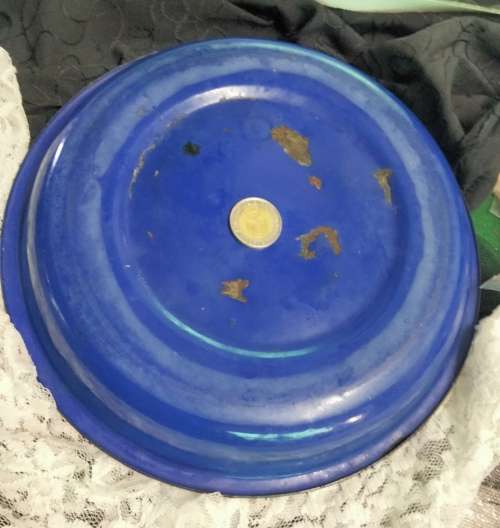 Vintages ENAMEL Dish cobolt blue has some depth Look at my Buy Now listings No Waiting