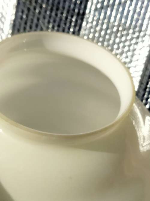 Lamp shade large OPALINE Art Deco Step 4 ring white cased