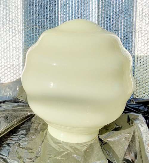 Lamp shade large OPALINE Art Deco Step 4 ring white cased
