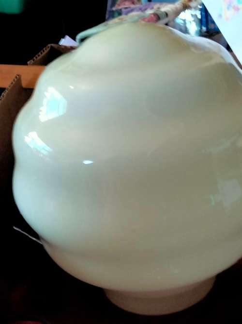 Lamp shade large OPALINE Art Deco Step 4 ring white cased