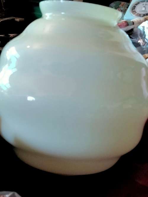 Lamp shade large OPALINE Art Deco Step 4 ring white cased