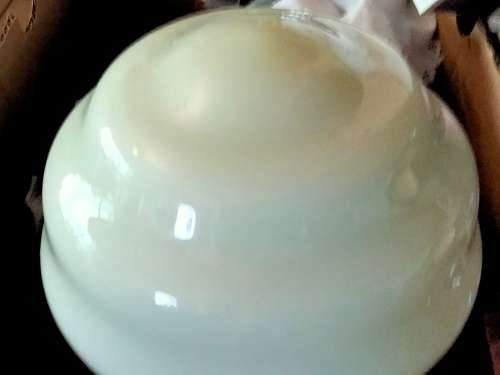Lamp shade large OPALINE Art Deco Step 4 ring white cased