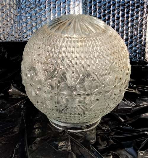 Lamp Shade Glass -1 Clear pressed raised Daisy TOP swirl ribbed *LOOK At My BUY NOW items NO WAITING