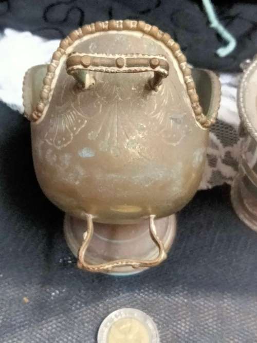 SUGAR BOWL Brass Coal Scuttle has pretty floral design LOOK At My BUY NOW LISTINGS NO WAITING