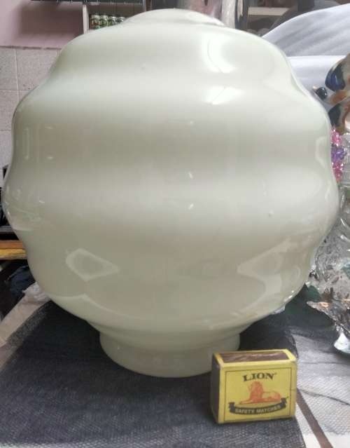 Lamp shade large OPALINE Art Deco Step 4 ring white cased