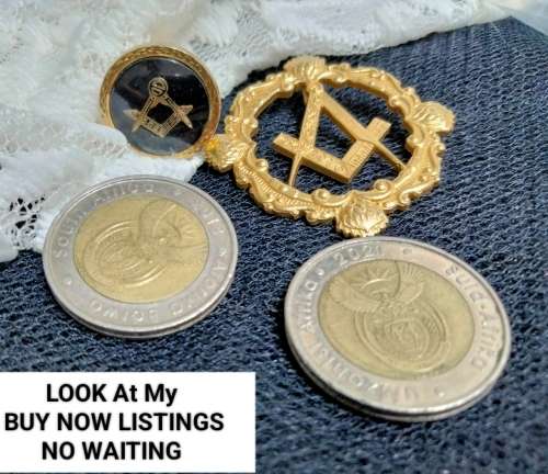 MASONIC PENDANT gold Tone metal + only 1 cuff link LOOK At My BUY NOW Items NO WAITING