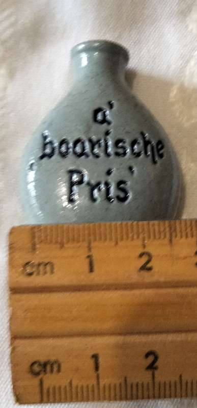 Rare A`boarische Pris Snuff German Salt Glaze Blue Bottle + Cork Small