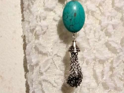 Necklace  Torquois bottom chains cling bead  Silver Chains LOOK At MY BUY NOWitemsNO WAITING