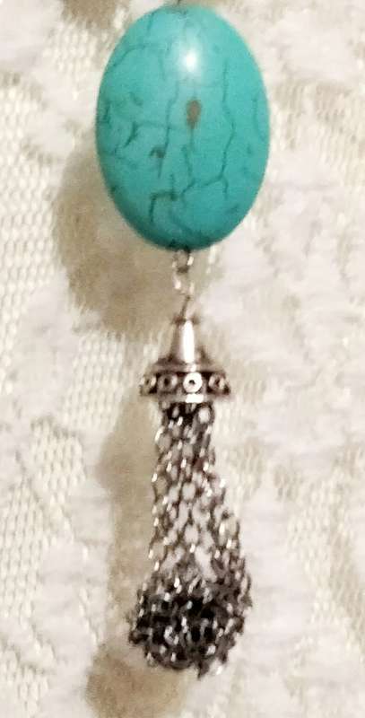 Necklace  Torquois bottom chains cling bead  Silver Chains LOOK At MY BUY NOWitemsNO WAITING