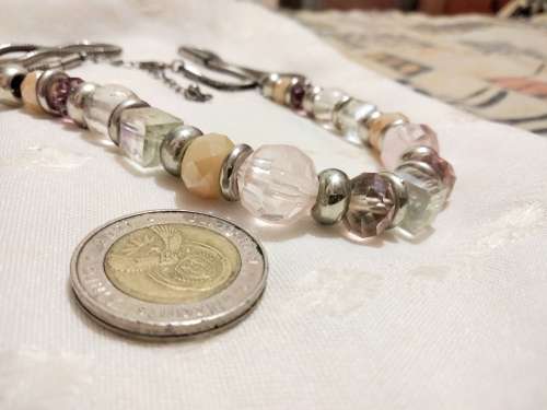 NECKLACE  Mix colours Shape Size  beads Silver Tone chain LOOK At MY BUY NOW items NO WAITING
