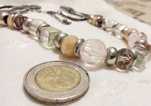 NECKLACE  Mix colours Shape Size  beads Silver Tone chain LOOK At MY BUY NOW items NO WAITING