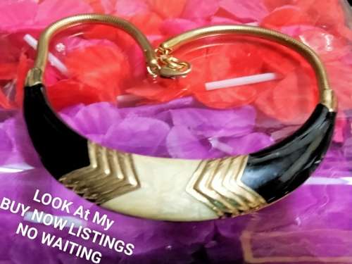 Necklace  Choker gold tone DAZZLING design Black*Cream*GoldLOOK At MY BUY NOW items NO WAITING