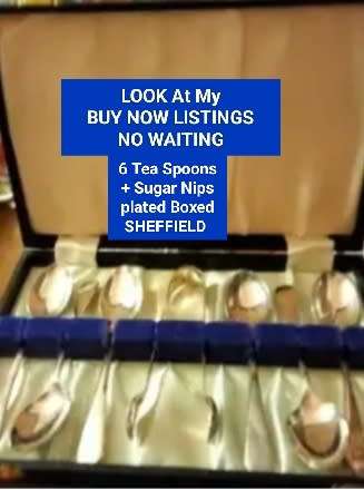 GORGEOUS Quality 6 TEA SPOONS+ Sugar Nips EPNS SHEFFIELD LOOK At My BUY NOW LISTINGS NO WAITING