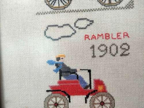 Embroidered Old Cars non reflective glass Framed LOOK At My BUY NOW items NO WAITING