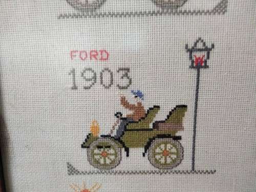 Embroidered Old Cars non reflective glass Framed LOOK At My BUY NOW items NO WAITING