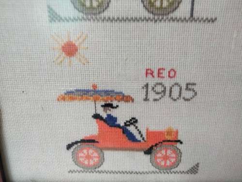Embroidered Old Cars non reflective glass Framed LOOK At My BUY NOW items NO WAITING