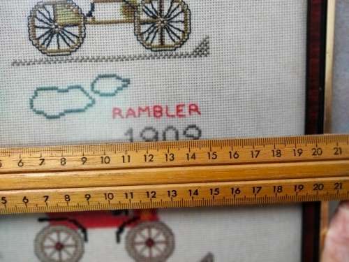 Embroidered Old Cars non reflective glass Framed LOOK At My BUY NOW items NO WAITING