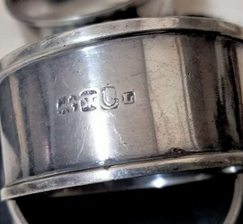 6  Sterling Silver serviette Ring 5 Dick  King STG Hallmark +1 Birmingham England  88.94 grams