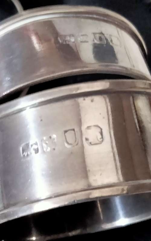 6  Sterling Silver serviette Ring 5 Dick  King STG Hallmark +1 Birmingham England  88.94 grams