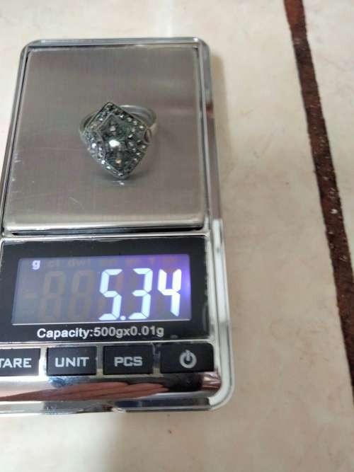 Dress RING Vintage MARCASITE Red? Stone VERDIGRIS Silver tone LOOK At My BUY NOW LISTING NO WAITING