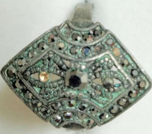 Dress RING Vintage MARCASITE Red? Stone VERDIGRIS Silver tone LOOK At My BUY NOW LISTING NO WAITING