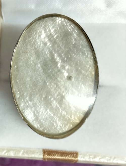 Dress RING Mother of Pearl Smooth Silver tone metal   LOOK At My BUY NOW LISTING NO WAITING