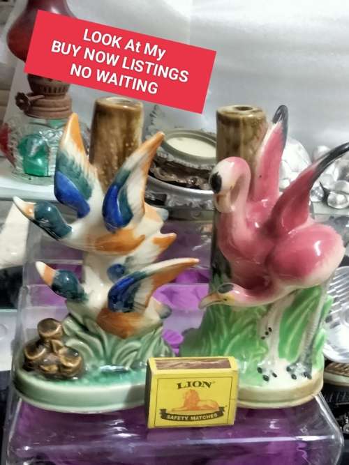 Table Lamps - 2 Table lamps Figurine 1 has 2 Flying Ducks on +1 has Flamingo on