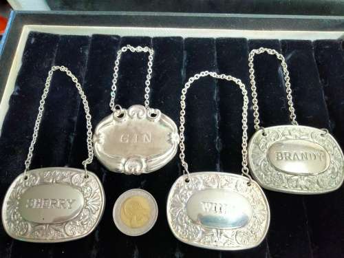 4 liquor label - 3 IANTHE silver plate UK-1 not-ALL for 1 BID LOOK AT MY BUY NOW LISTINGS NO WAITING