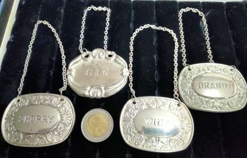 4 liquor label - 3 IANTHE silver plate UK-1 not-ALL for 1 BID LOOK AT MY BUY NOW LISTINGS NO WAITING