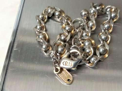 Bracelet Stamped < CRIS  NS Bracelet Flat Curb ball link   Gold/Silver tone plate