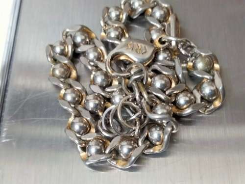 Bracelet Stamped < CRIS  NS Bracelet Flat Curb ball link   Gold/Silver tone plate