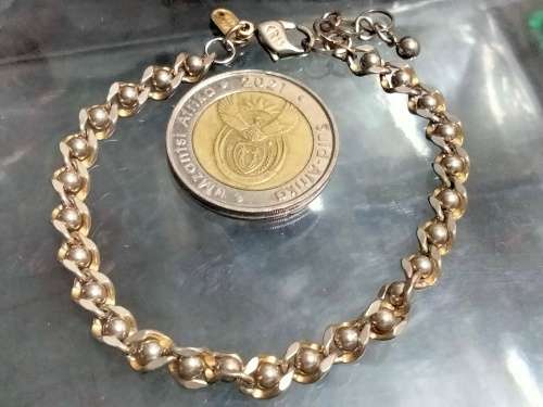 Bracelet Stamped < CRIS  NS Bracelet Flat Curb ball link   Gold/Silver tone plate