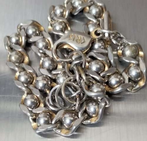 Bracelet Stamped < CRIS  NS Bracelet Flat Curb ball link   Gold/Silver tone plate