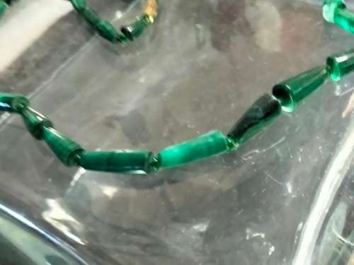 Vintage  Necklace MALACHITE MARBLE SWIRLS-Oblong shape Very Stylish