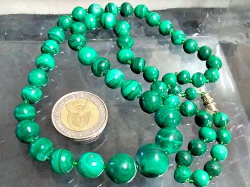 Necklace Malachite SEMI PRECIOUS GEM STONE GREEN Graduating classic Ball shapes Turkey