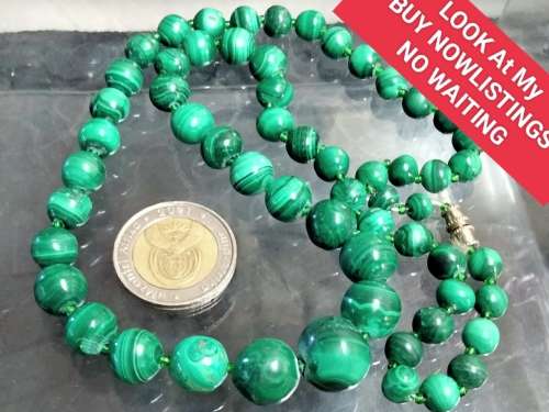 Necklace Malachite SEMI PRECIOUS GEM STONE GREEN Graduating classic Ball shapes Turkey