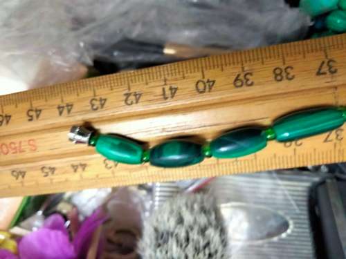 Vintage  Necklace MALACHITE MARBLE SWIRLS-Oblong shape Very Stylish