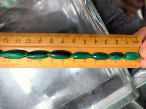 Vintage  Necklace MALACHITE MARBLE SWIRLS-Oblong shape Very Stylish