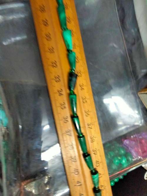 Necklace Malachite SEMI PRECIOUS GEM STONE GREEN Graduating Conical shapes+glass bead spacers Turkey