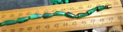 Necklace Malachite SEMI PRECIOUS GEM STONE GREEN Graduating Conical shapes+glass bead spacers Turkey