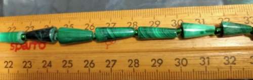 Necklace Malachite SEMI PRECIOUS GEM STONE GREEN Graduating Conical shapes+glass bead spacers Turkey