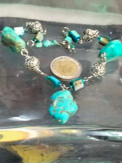TORQUOISE Chunky howlite Stones NECKLACE Tibetan style spacersLOOK At My BUY NOW LISTINGS NO WAITING