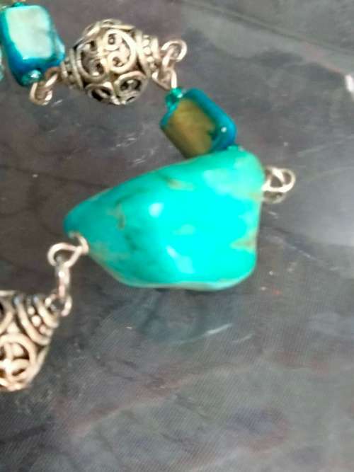 TORQUOISE Chunky howlite Stones NECKLACE Tibetan style spacersLOOK At My BUY NOW LISTINGS NO WAITING