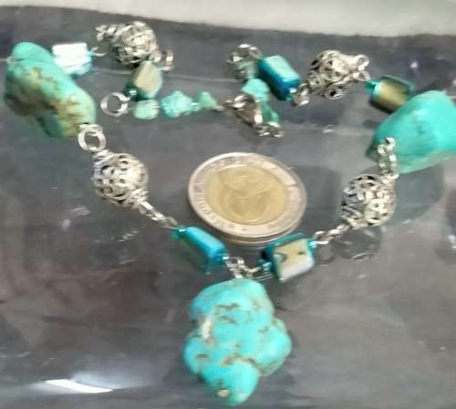 TORQUOISE Chunky howlite Stones NECKLACE Tibetan style spacersLOOK At My BUY NOW LISTINGS NO WAITING