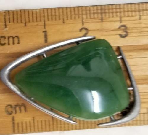 HALLMARK STG SIL -Brooch Green stone Look at my Buy Now listings No Wait